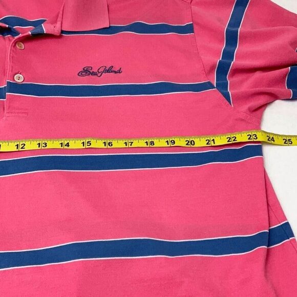 Peter Millar Sea Island Striped Coral Pink Vintage Golf Polo Men's Size L - Picture 8 of 10
